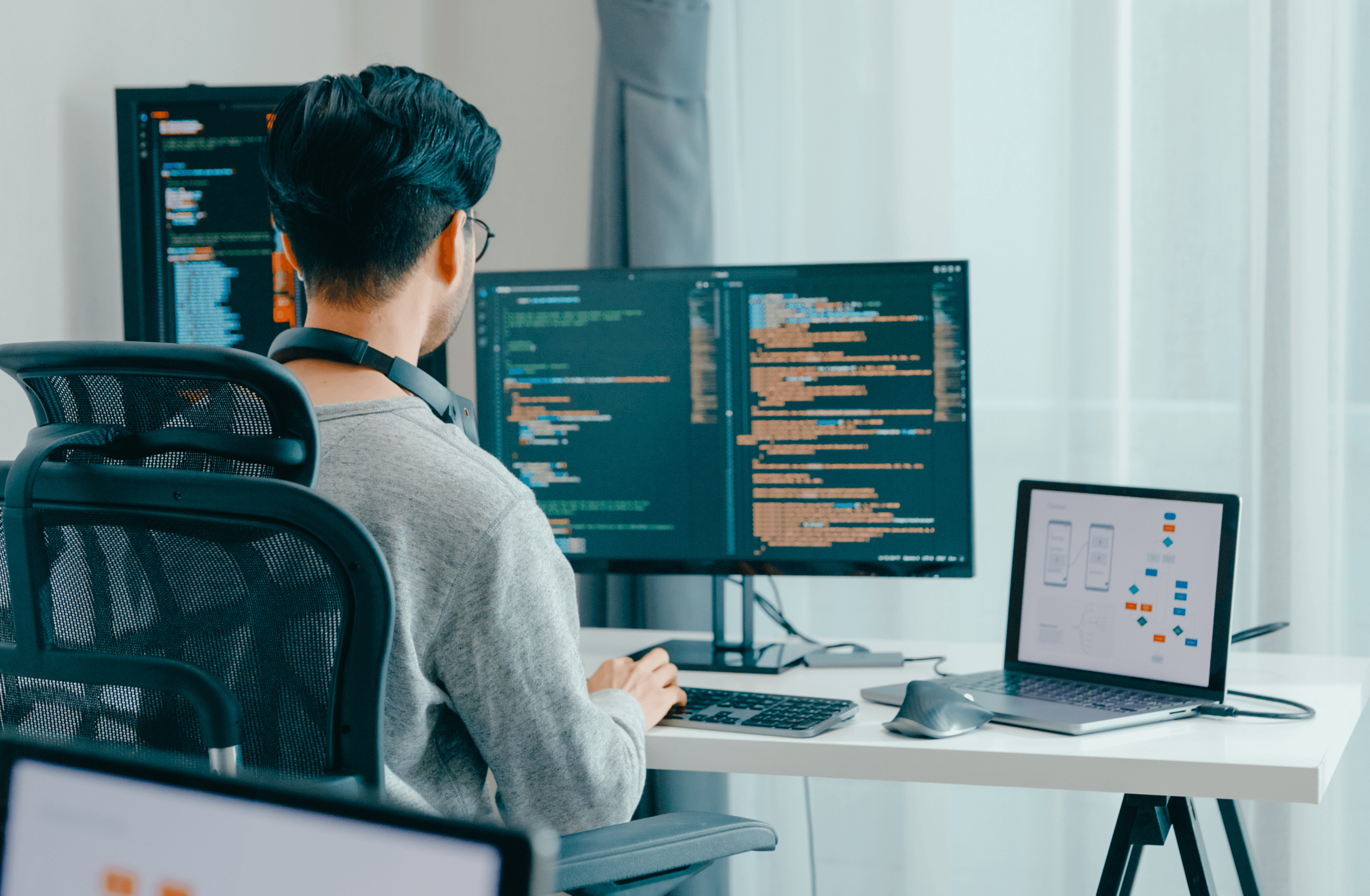 man working on computer